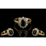 Ladies 18ct Gold Sapphire and CZ Ring. S