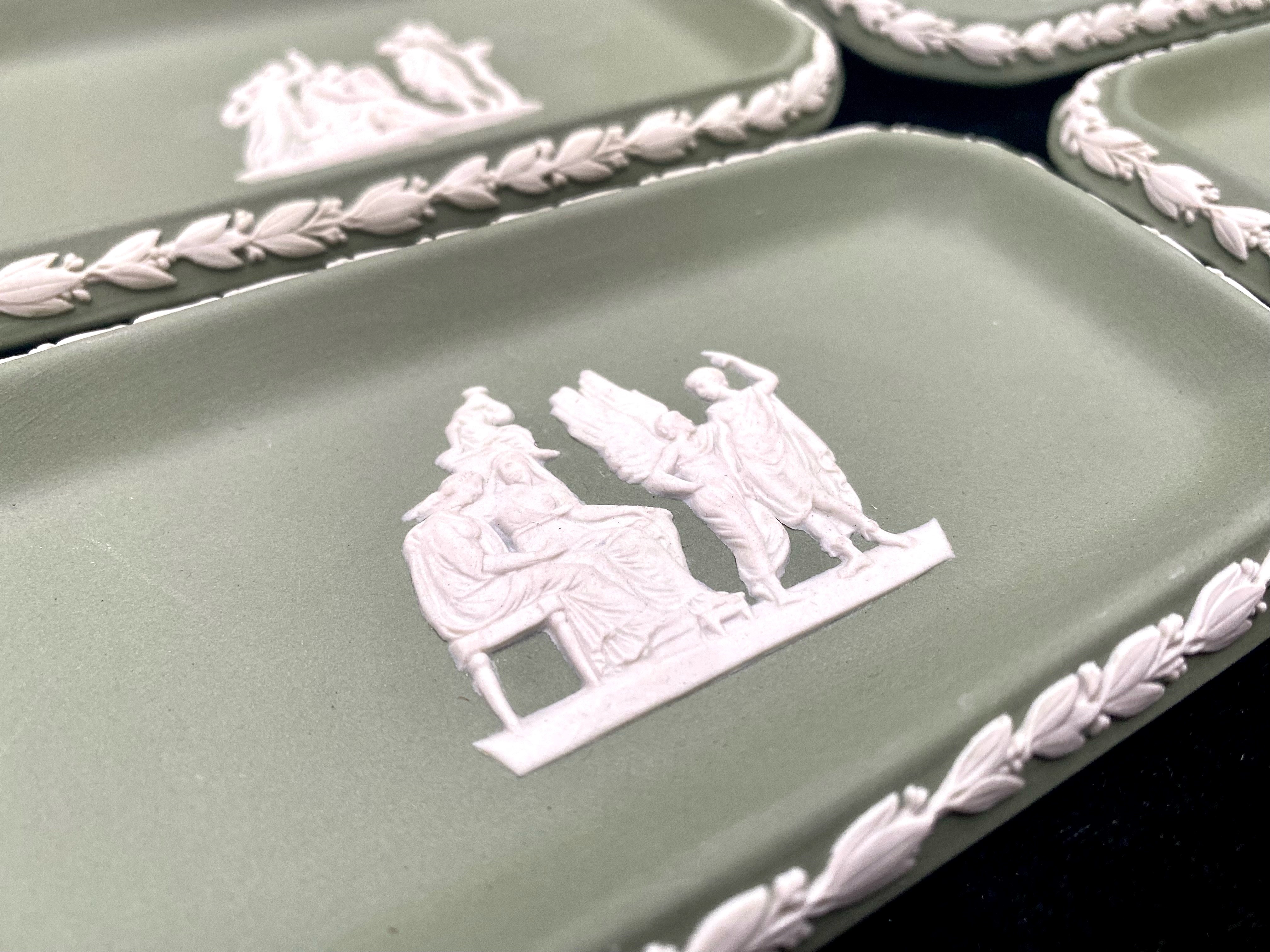 Wedgwood Green Jasper Ware 6 x Oblong Di - Image 3 of 4