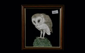 Victor A Creed Hand Painted Owl on Glass