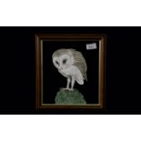 Victor A Creed Hand Painted Owl on Glass