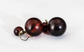 A Pair Of Amber Earrings Small Bead Abov
