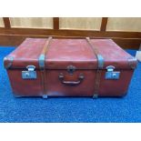 Large Vintage Suitcase, brown with strap