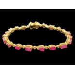 Multi- Cut Ruby Line Bracelet, the row o