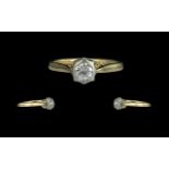 18ct Gold and Platinum Single Stone Diam