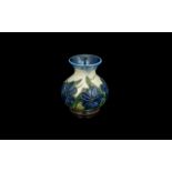 W. Moorcroft Small Vase. Blue & White Ba