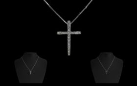 18ct White Gold Diamond Cross and Chain