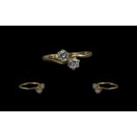 9ct Gold Two Stone CZ Set Ring - Full Ha