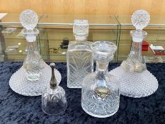 Four Glass Decanters, including two Ship