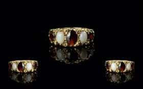 18ct Gold Attractive Opal & Garnet Set R