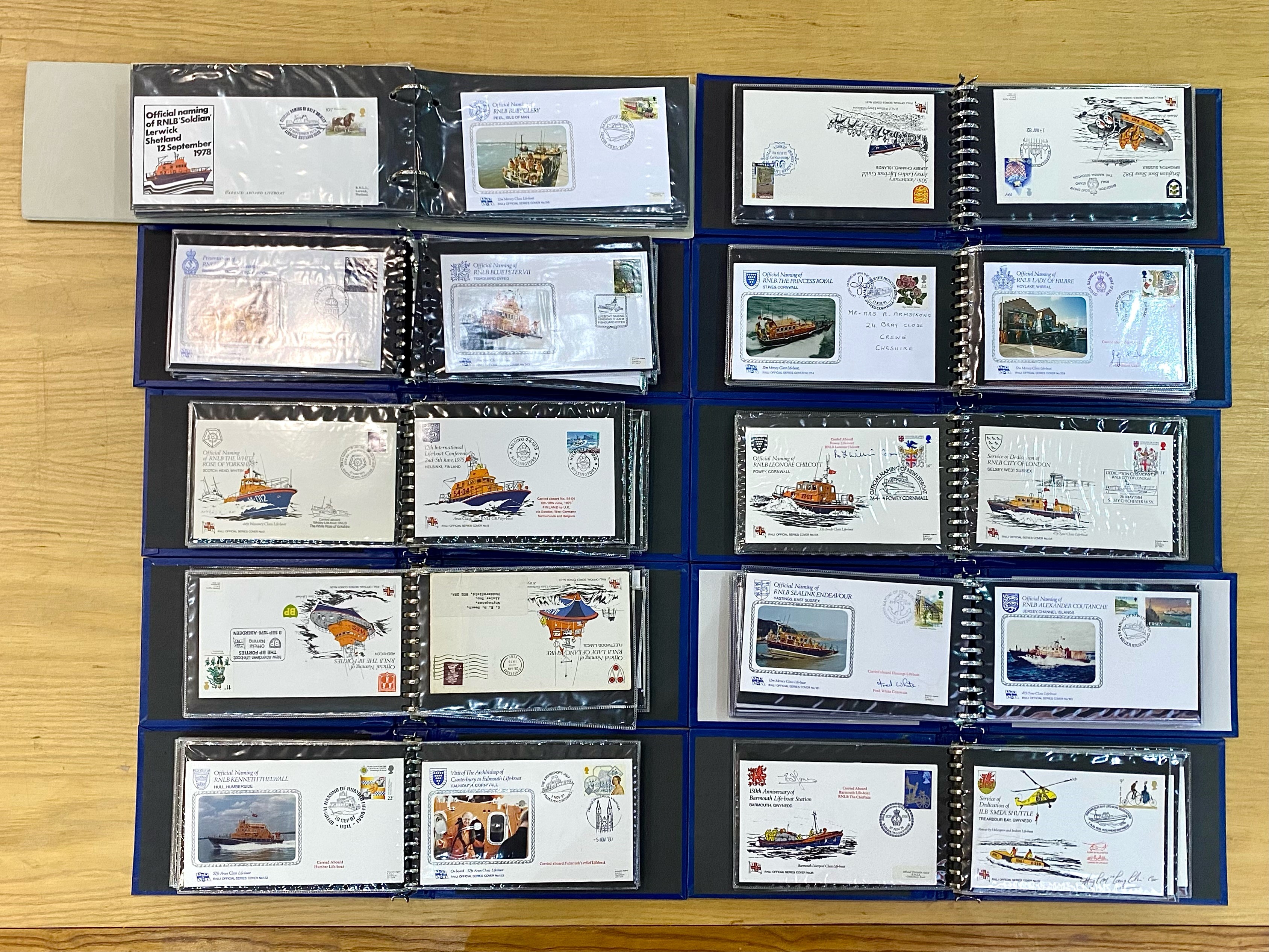Stamp Interest - Collection of R.N. L.I. First Day Covers, ten albums in slipcases, comprising R.N.