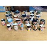 Collection of Toby Character Jugs, various sizes, including Tom O'Shanter, Robin Hood, Falstaff,