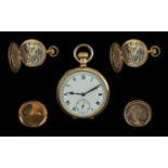 Antique Period Gold Filled Open Faced Keyless Pocket Watch,