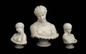 A late 19thC Parian Bust Of Clytie, Raised On A Socle Base, Unsigned,