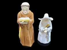 Two Royal Worcester Figures, depicting a Monk 5" tall, and a Nun 4" tall.