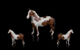 Beswick Handpainted Pony Figure 'Pinto Pony' First version, skewbald colourway, Model No. 1373.