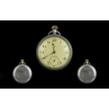 Omega Early 20th Century Steel Cased Keyless Open Faced Pocket Watch Screw Back features enamelled