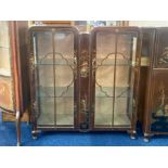 Mid Century Chinoiserie Decorated Display Cabinet, with astral glazed doors and glass sides,