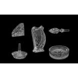 Waterford Crystal - Five Items of Crystal, comprising a 5" harp, a ring holder,