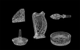 Waterford Crystal - Five Items of Crystal, comprising a 5" harp, a ring holder,