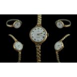 Omega Ladies 1950's 9ct Gold Cased Mechanical Wrist Watch, with white porcelain dial,