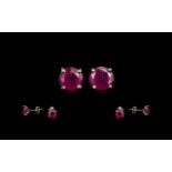 Ruby Solitaire Stud Earrings, a single, round cut, rich red ruby, set in 9ct gold, to each earring,