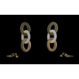 18ct Gold Contemporary Design Drop Earrings - Marked 750 (18ct) Weight 1.8 grams. As new condition.