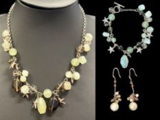 Lovely Set of Silver Jewellery - Set With Semi Precious Stones.