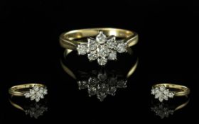 Ladies 18ct Gold Diamond Set Cluster Ring. Full Hallmark to Shank.