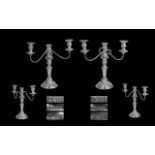 Elizabeth II Superb Pair of Sterling Silver Two Branch Candelabra,