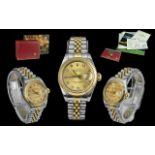 Rolex - Oyster - Date-Just Perpetual Chronometer 18ct Gold and Steel Ladies Wrist Watch.