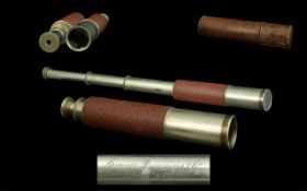 Spencer Browning & Co Portsmouth Three Draw Telescope, Housed In A Leather Case.