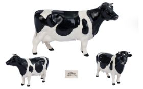 Beswick Hand Painted Cow Figure - Freisan Cow Claybury Leegwater. Model No 1362A. Designer A.