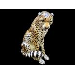 Mid Century Superb Ceramic Hand Painted Life Like Figure of a Cheetah,