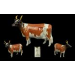 Beswick Hand Painted Cow Figure ' Ayrshire ' Cow CH Ickham Bessie. Model No 1350.