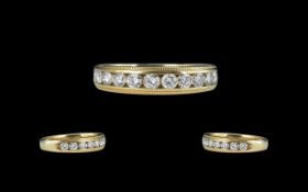 18ct Gold - Excellent Quality Diamond Set Half Eternity Ring, Excellent Design.