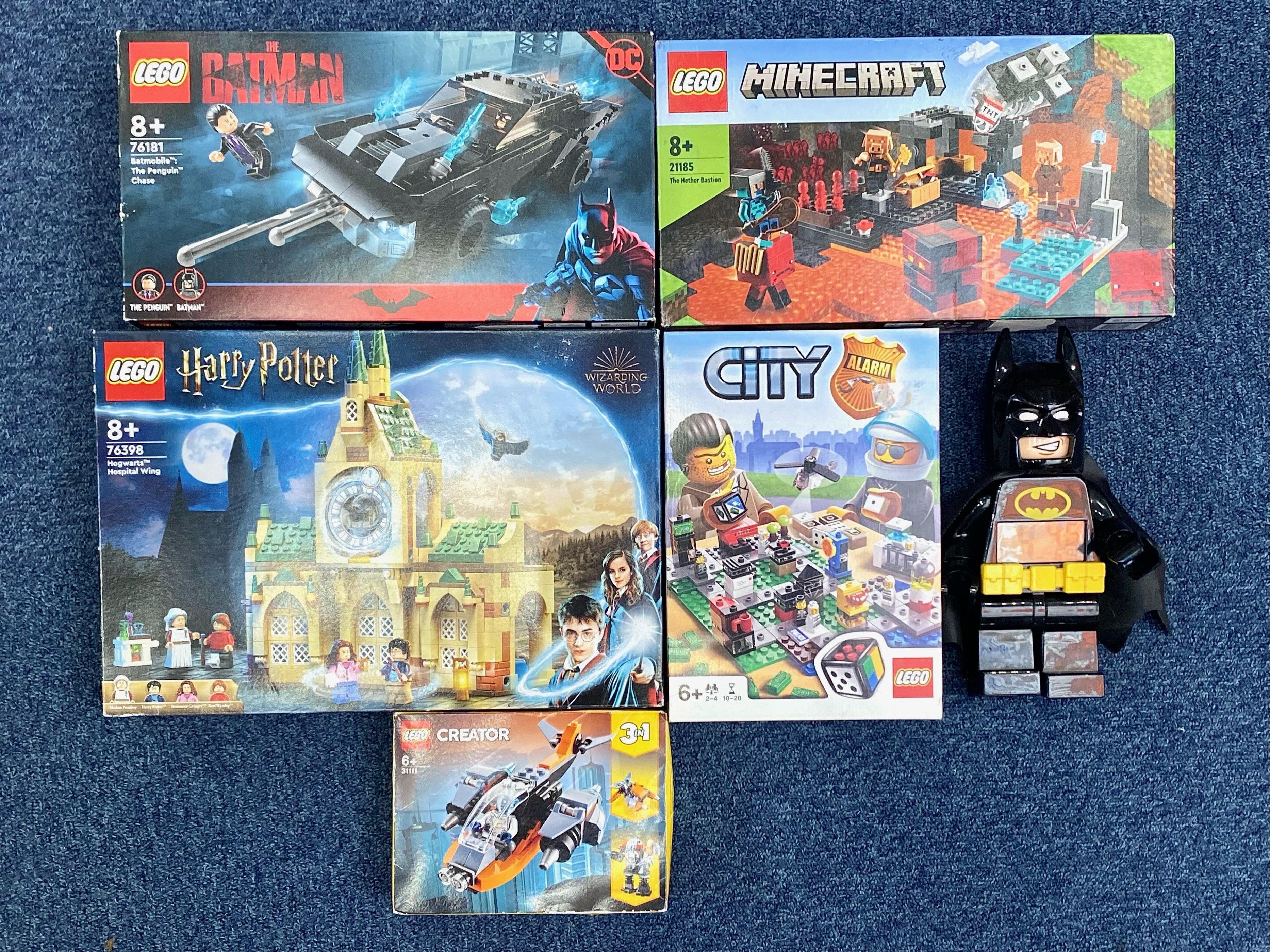 Collection of Boxed Lego Sets, comprising City Alarm No. 3865, Minecraft No. 21185, Batman No.