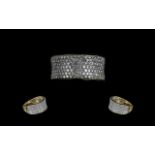 Ladies 9ct Gold Attractive Diamond Set Band Ring, marked 9ct to shank.