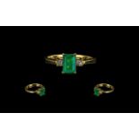 18ct Gold Superb Quality Emerald & Diamond Set Ring, marked 18ct and CEI to interior of shank.