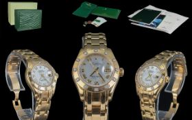 Rolex 18ct Gold & Diamond Set Lady Date Just Pearlmaster 80318 Oyster Perpetual Chronometer Wrist