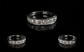 18ct White Gold - Attractive Diamond Set Half Eternity Ring. Marked 18ct to Interior of Shank. The