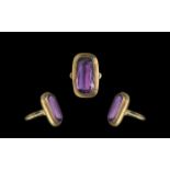 Ladies 14ct Gold Attractive & Stylish Amethyst Set Ring, marked 585 - 14ct to exterior of shank.