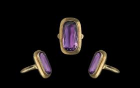 Ladies 14ct Gold Attractive & Stylish Amethyst Set Ring, marked 585 - 14ct to exterior of shank.