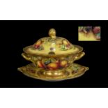 Royal Worcester Superb Large & Impressive Signed Handpainted Fruits - Twin Handled Lidded Bowl &