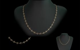 Ladies Exquisite 9ct Gold Sapphire And Ruby Set Necklace - Full Hallmark. Excellent Design.