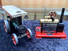 Mamod Steam Tractor together with a Mamod Steam Engine. Tractor measures 7" high x 10" wide.