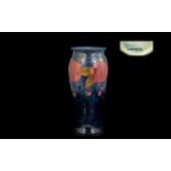 Moorcroft Blue Pomegranate Tall Vase. Full Stamps to Base. Height Approx 10.5 Inches Tall.