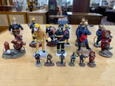 Box Containing a Collection of Fireman Related Resin Figures,