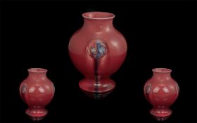 William Moorcroft Pink Flamminian Ware Foliate Roundel's Ovoid Shaped Vase. Signed to Base. c.1906 -