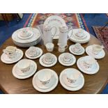 Bone China 'Argyle' Tea/Coffee Set, comprising two coffee/tea pots, six tea cups and saucers,