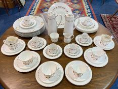 Bone China 'Argyle' Tea/Coffee Set, comprising two coffee/tea pots, six tea cups and saucers,